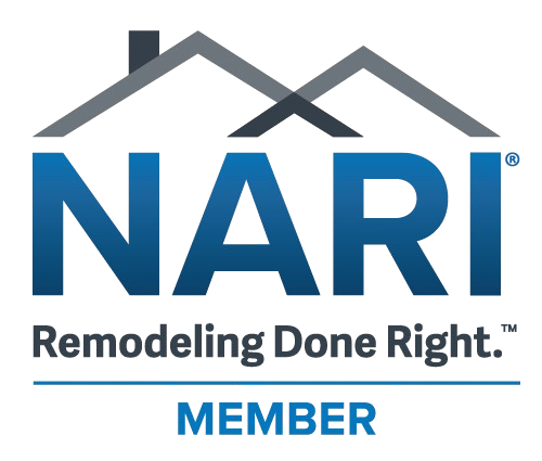 Logo of the National Association of the Remodeling Industry. Features a stylized roof above "NARI" with text "Remodeling Done Right" and "Member" below.
