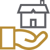 home with hand icon